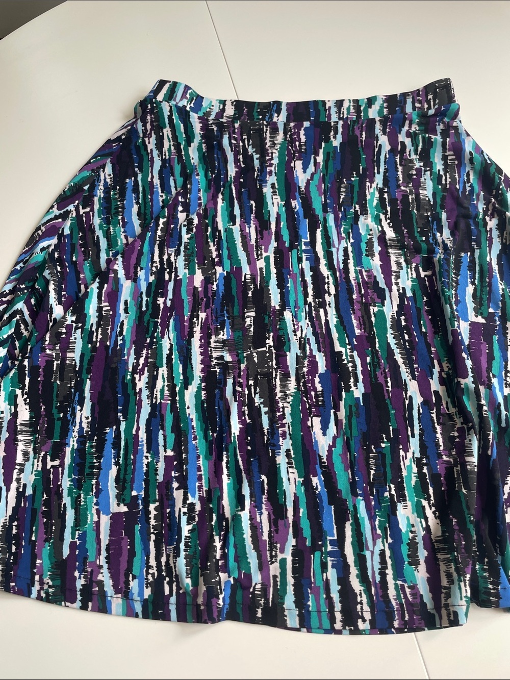George Abstract Stripe A-Line Skirt in Teal, Blue, Purple and Black